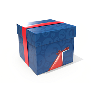 Blue Gift Box with Red Ribbon
