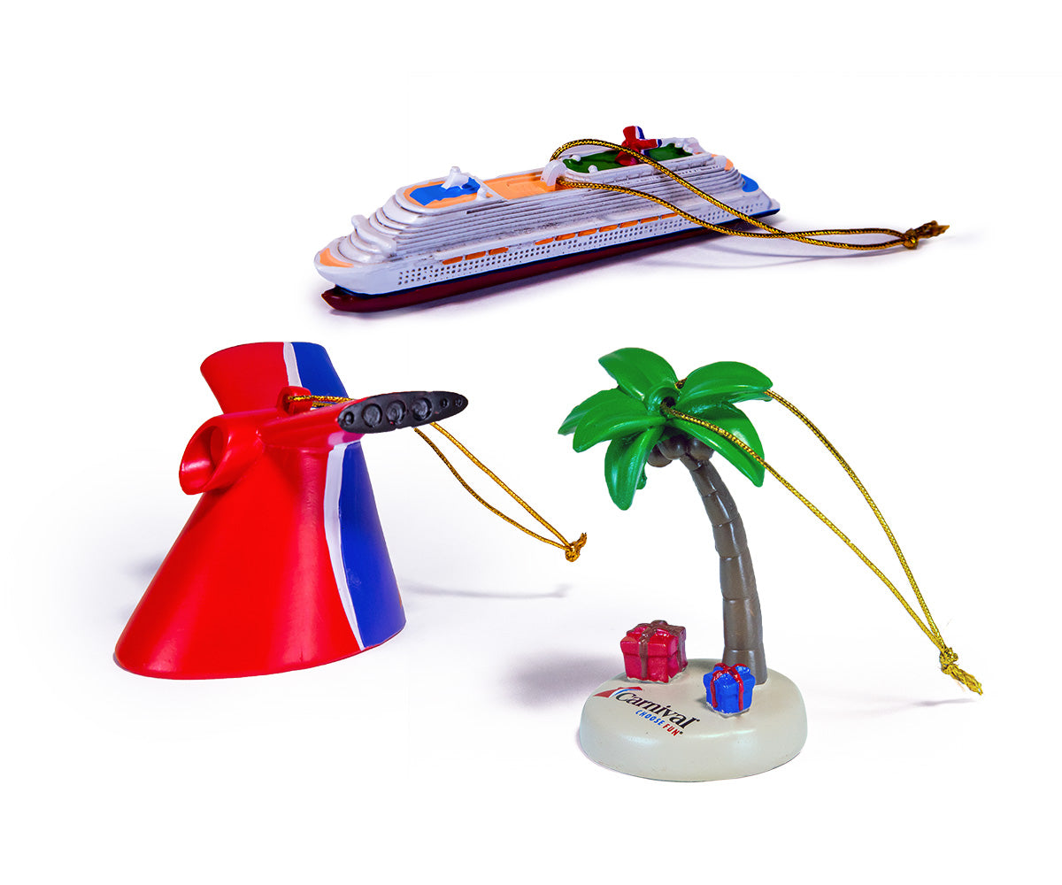 Ornament Fun Pack x3  Iconic Carnival Funnel Carnival Fun Ship Holiday Palm Tree